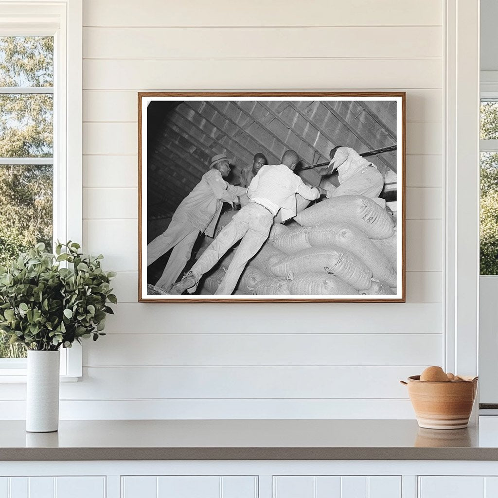 Rice Workers Stacking Sacks in Abbeville Louisiana 1938