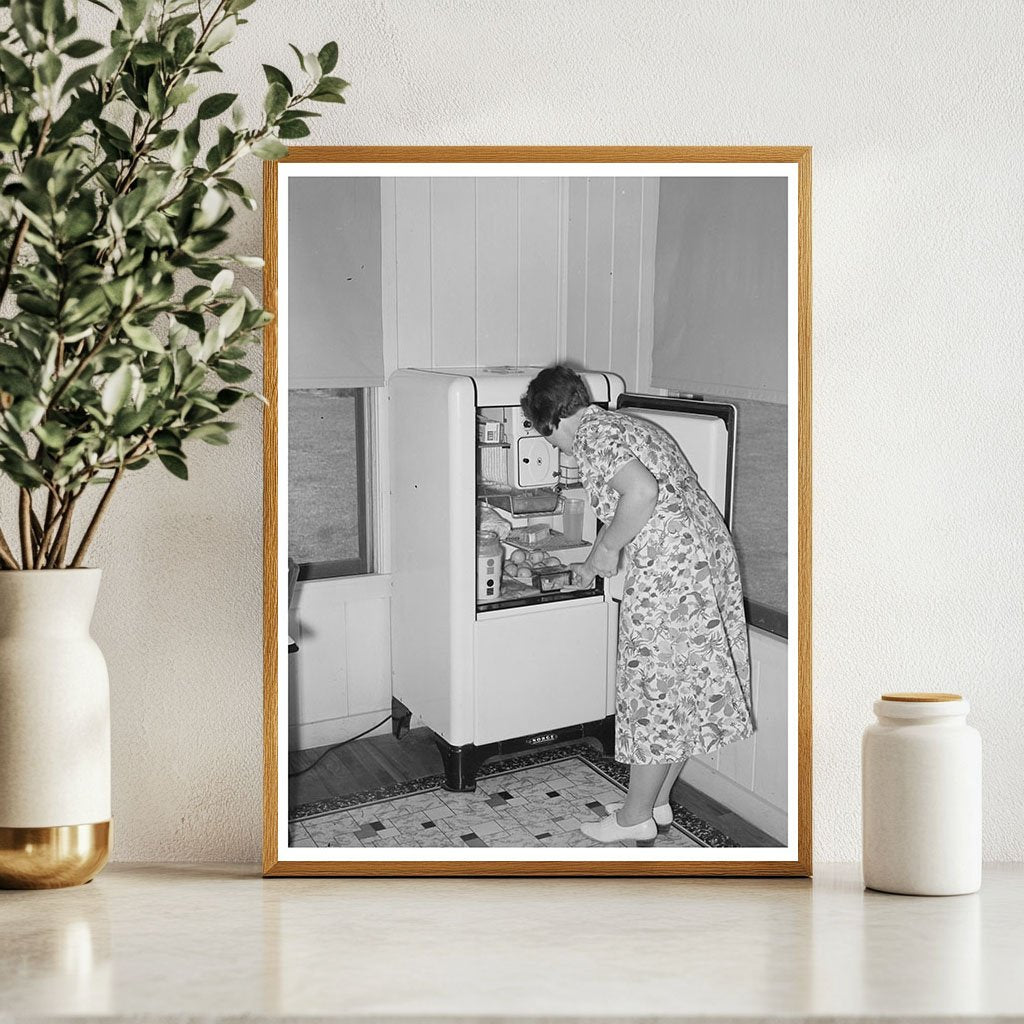 Housewife Using Electric Refrigerator in Arkansas Farm 1938