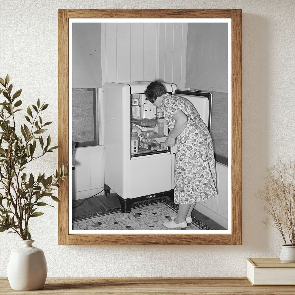 Housewife Using Electric Refrigerator in Arkansas Farm 1938