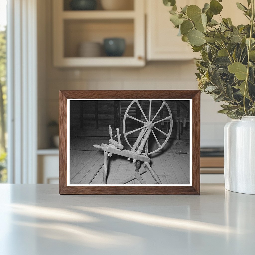 Vintage Spinning Wheel in Cajun Farm Attic 1938