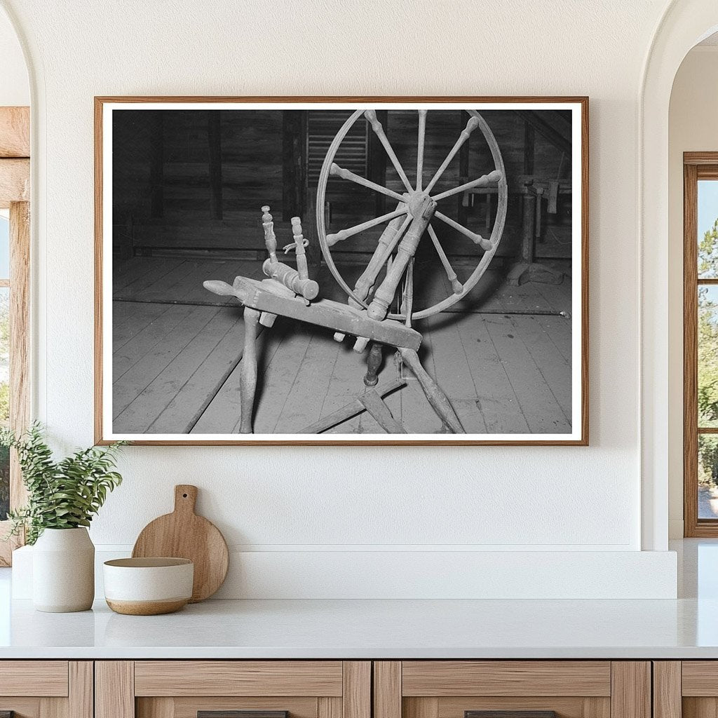 Vintage Spinning Wheel in Cajun Farm Attic 1938