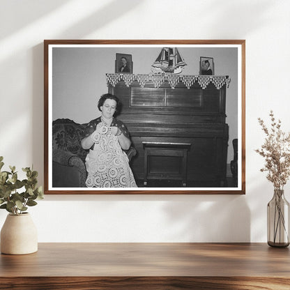 Joseph La Blancs Wife Crocheting in Louisiana 1938