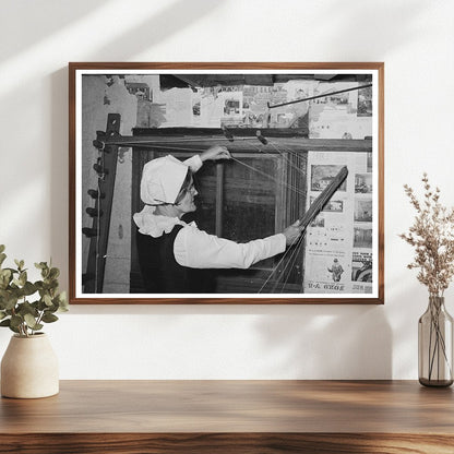 Madame Dronet Preparing Threading Frame Erath Louisiana 1938