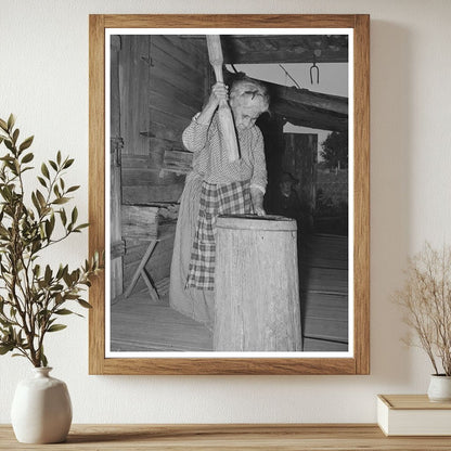 Cajun Woman Hulling Rice with Mortar and Pestle 1938