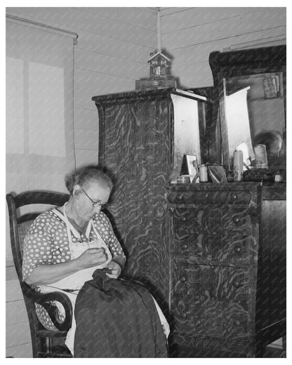 Cajun Woman Patching in Living Room Louisiana 1938