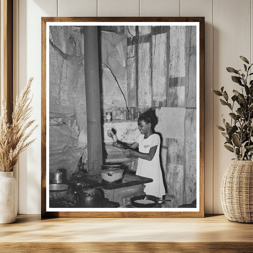 Girl Cooking in Trepagnier Plantation Kitchen 1938