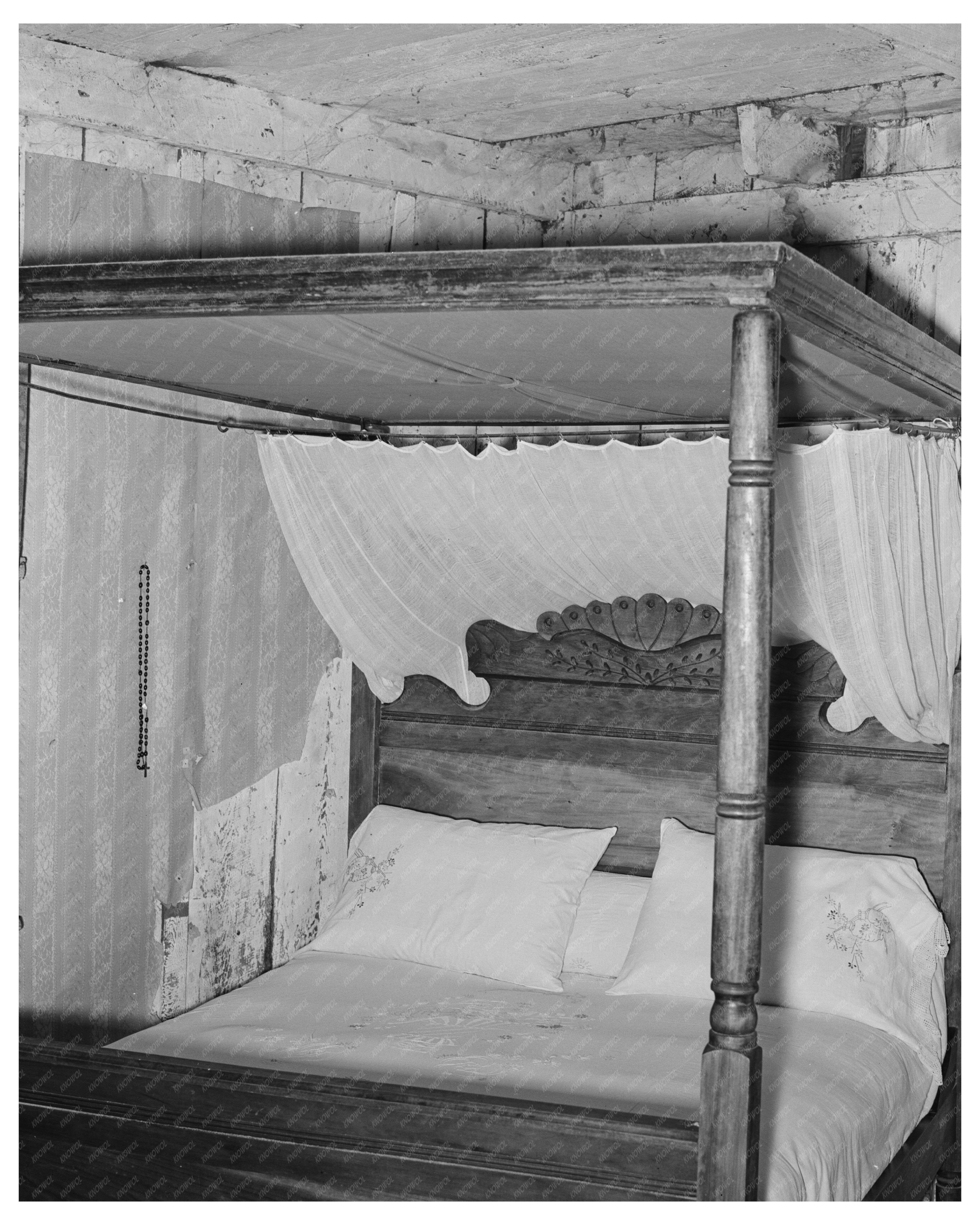 Vintage Four-Poster Bed in Rural Louisiana 1938