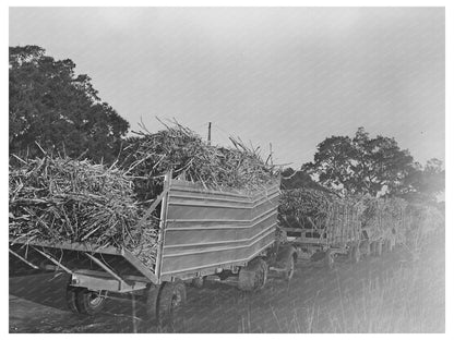 Trucks Loaded with Sugarcane in Louisiana 1938