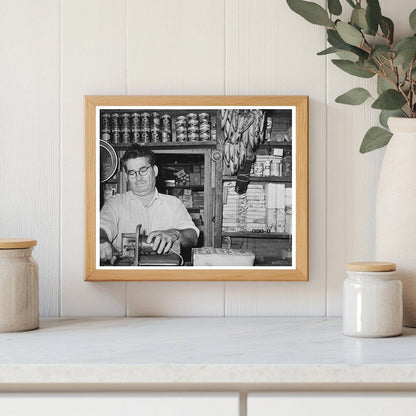 General Store Owner Slicing Bologna Jarreau Louisiana 1938