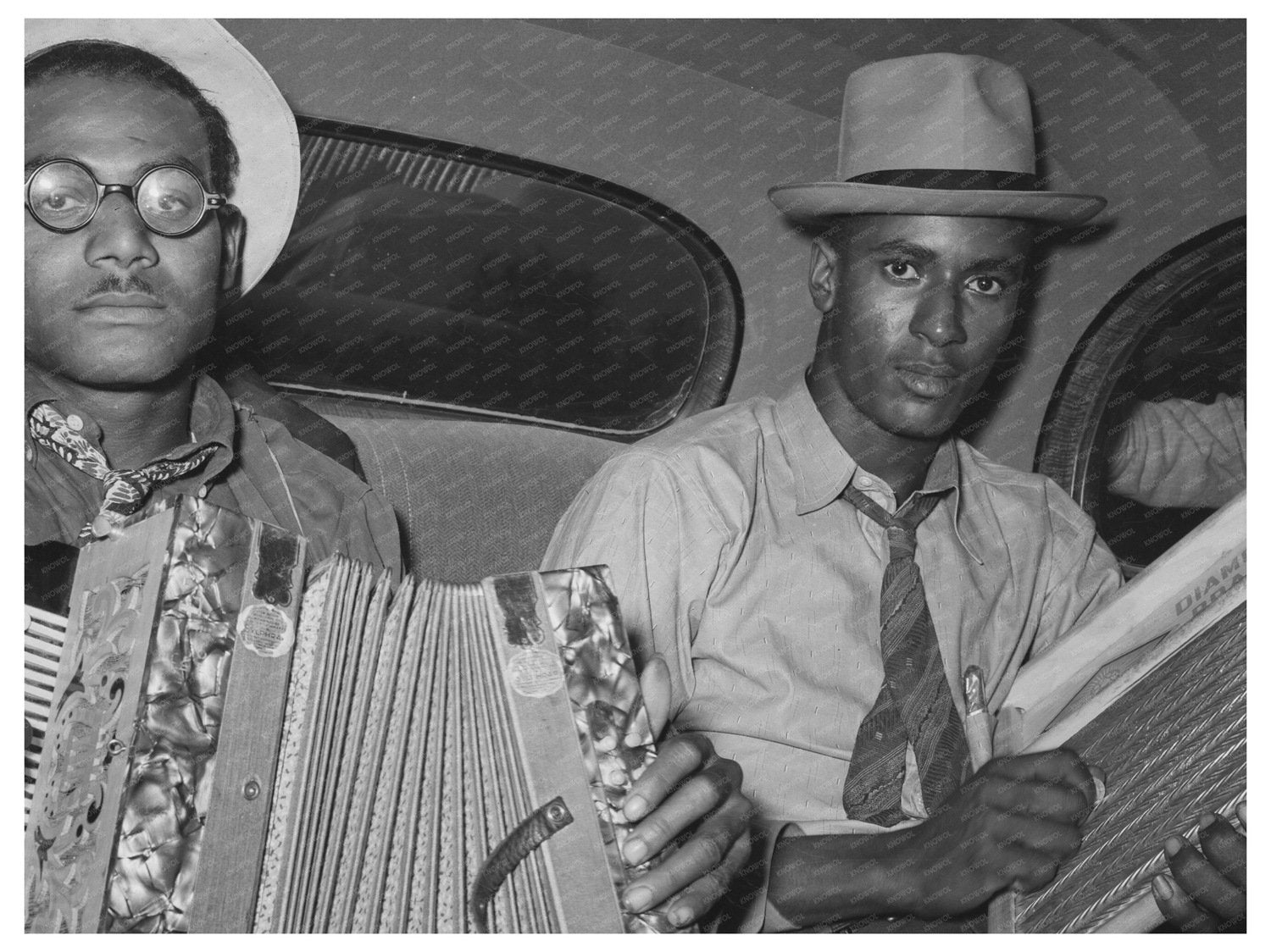 Musicians Playing Accordion and Washboard Louisiana 1938