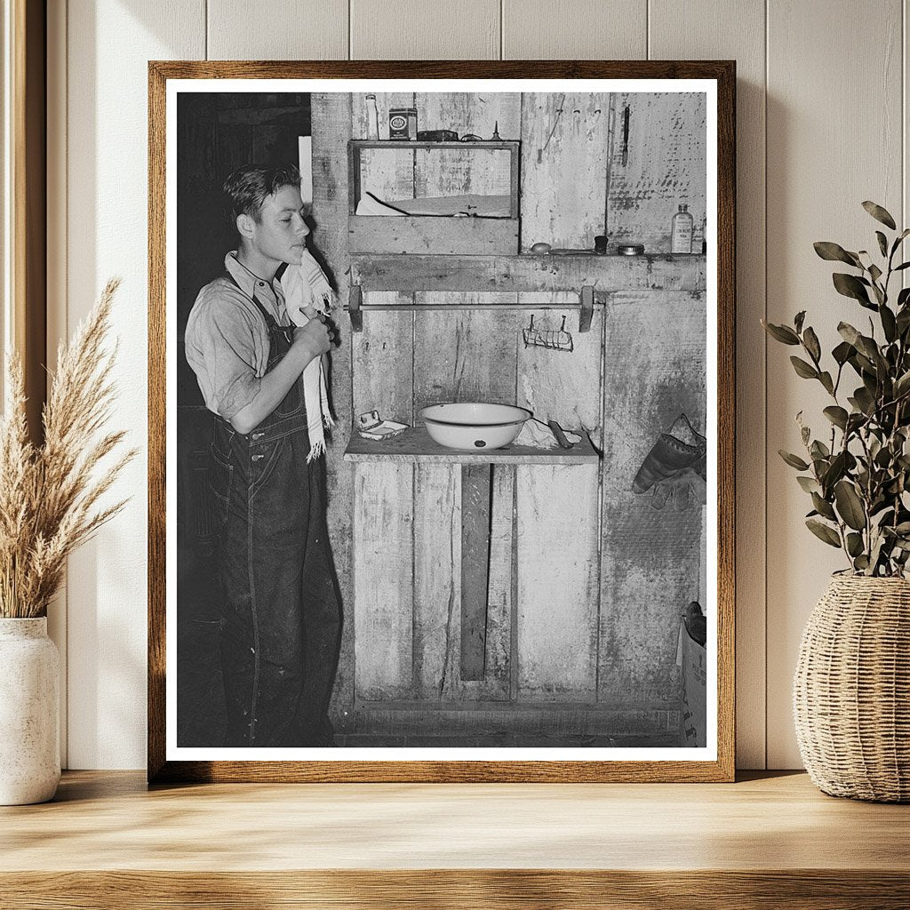 Vintage Photo of Child Washing Face in Louisiana 1938