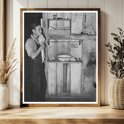 Vintage Photo of Child Washing Face in Louisiana 1938