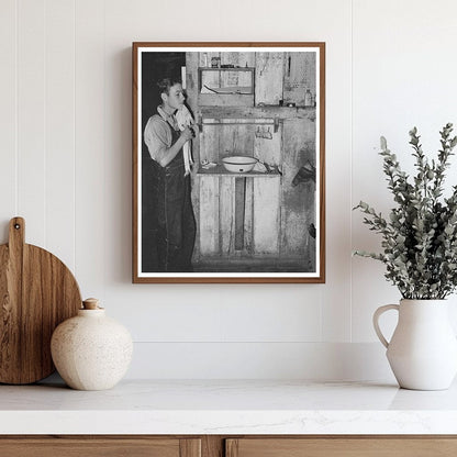 Vintage Photo of Child Washing Face in Louisiana 1938