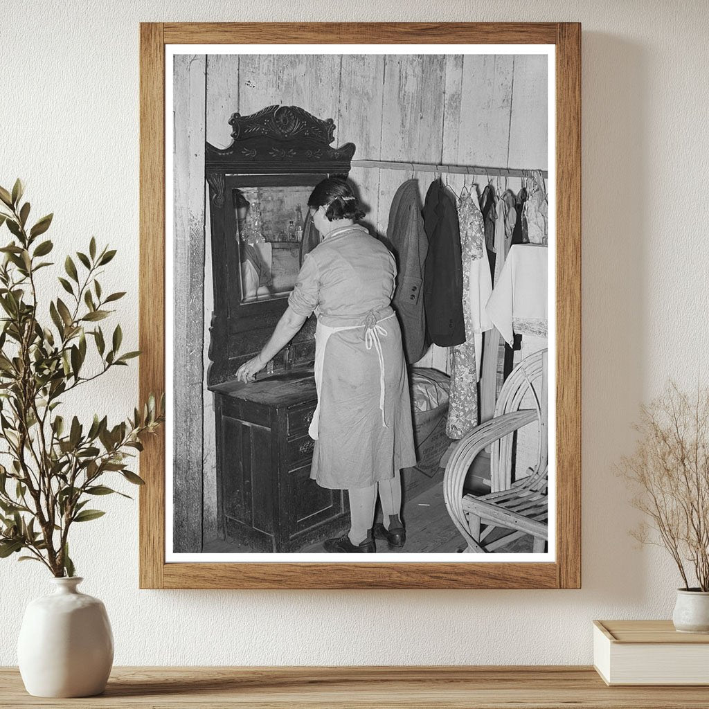 Mrs. M. LaBlanc Arranging Dresser in Morganza 1938