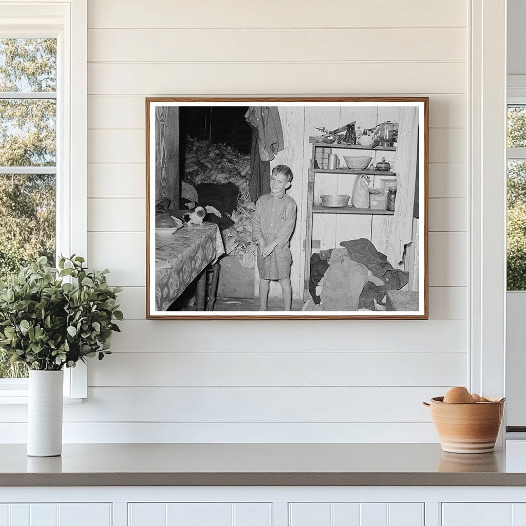 Young Boy in Adams Family Kitchen Morganza Louisiana 1938