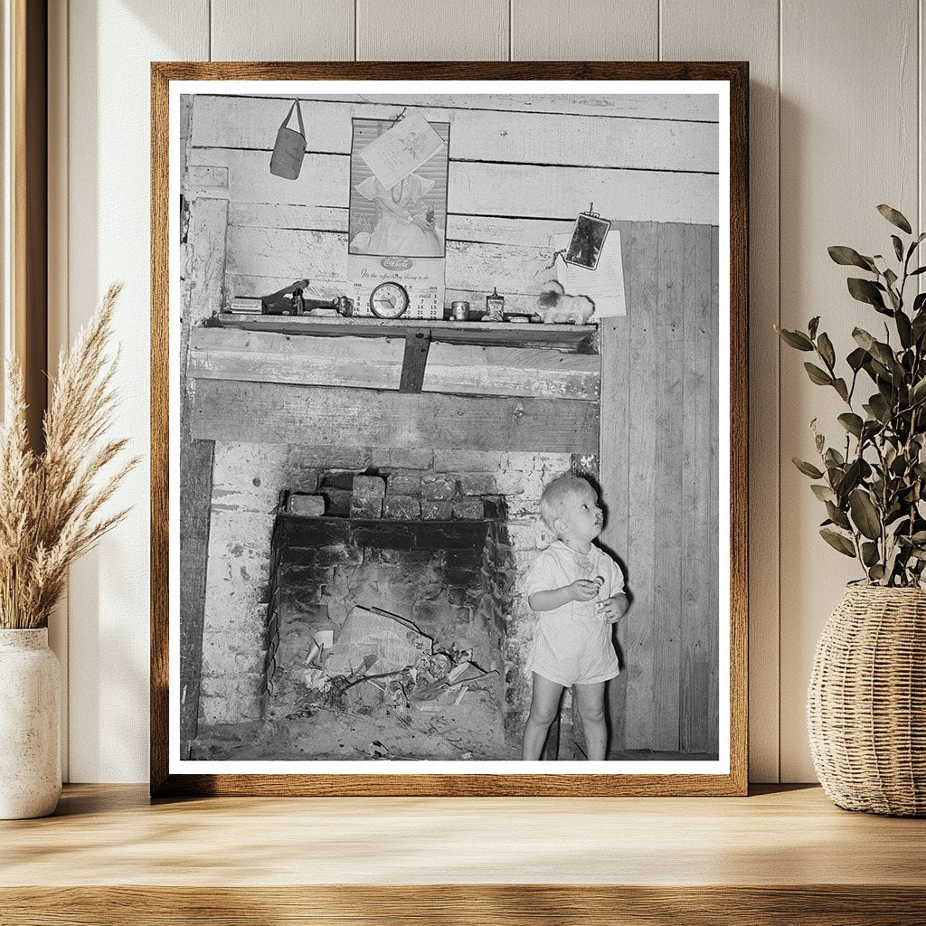 Young Boy by Fireplace in Morganza Louisiana 1938