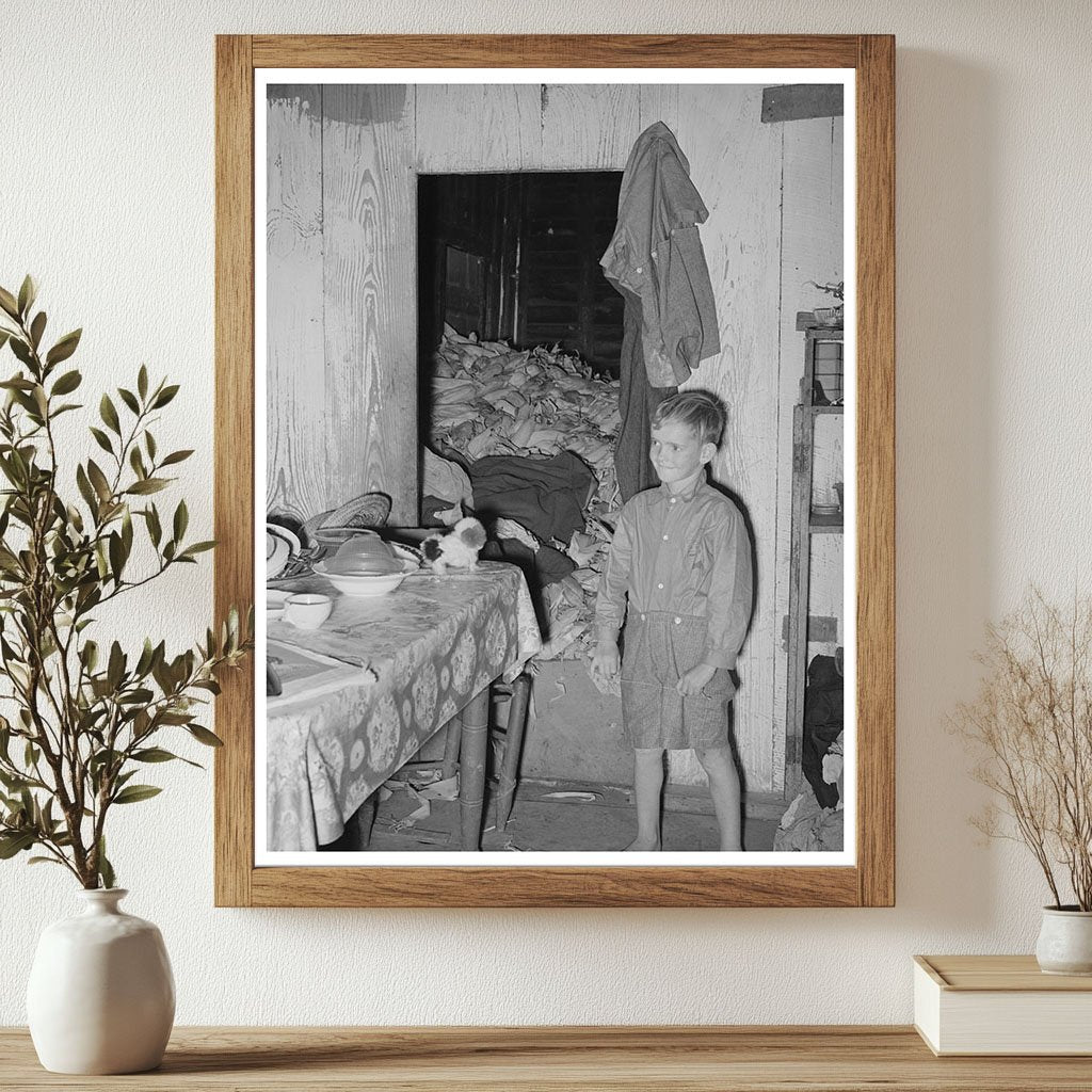 Young Boy in Kitchen with Corn Crib Louisiana 1938