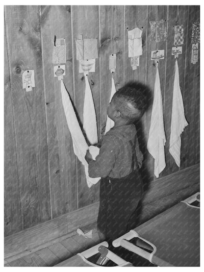 Child Washing Hands at Nursery School Lakeview Arkansas 1938