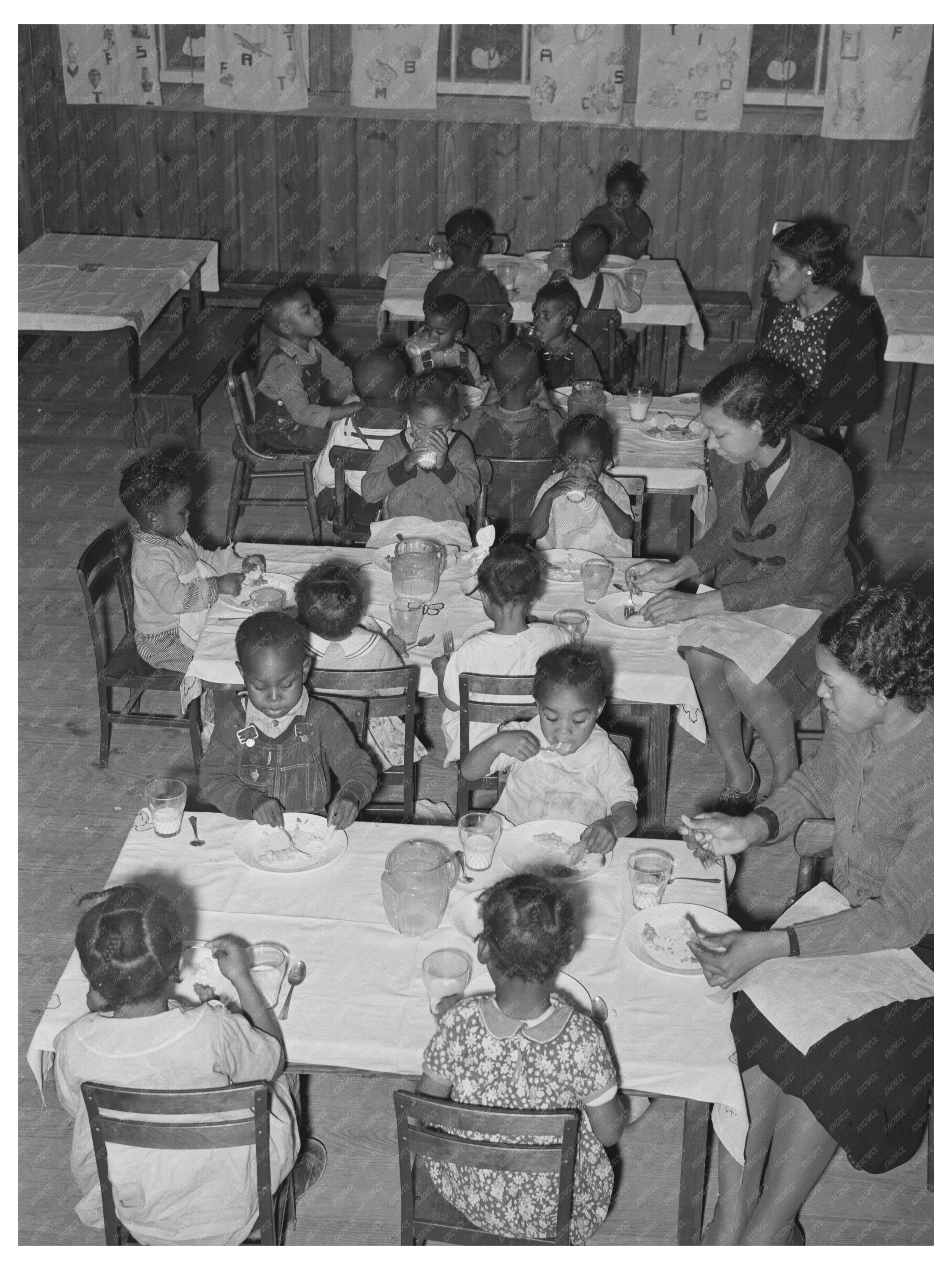 Luncheon at Nursery School in Lakeview Arkansas 1938