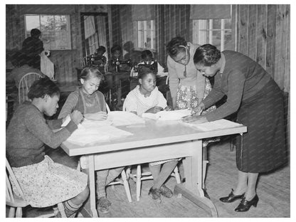 Sewing Lesson at Lakeview School December 1938