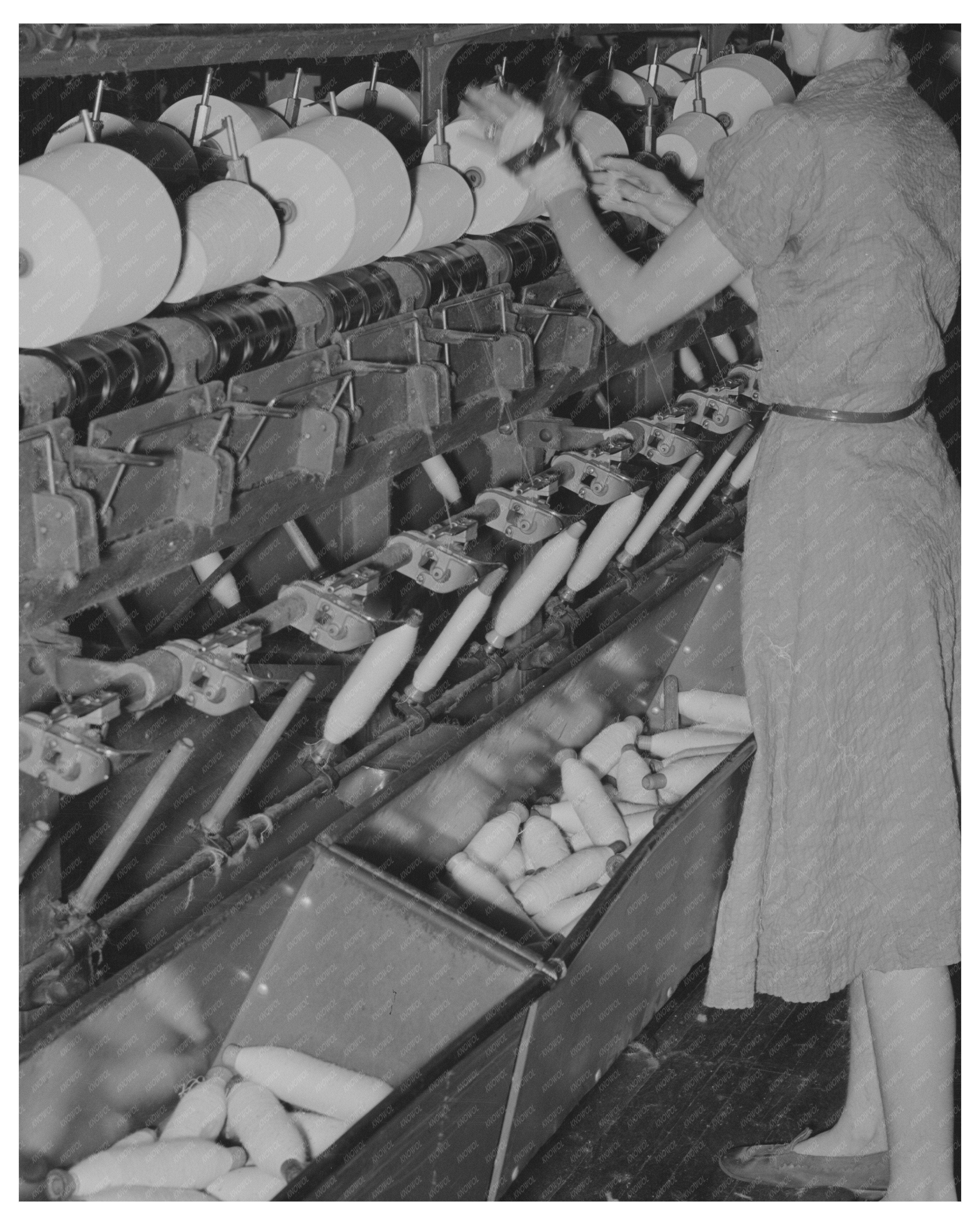 Worker Winding Cotton Thread at Laurel Mills 1939