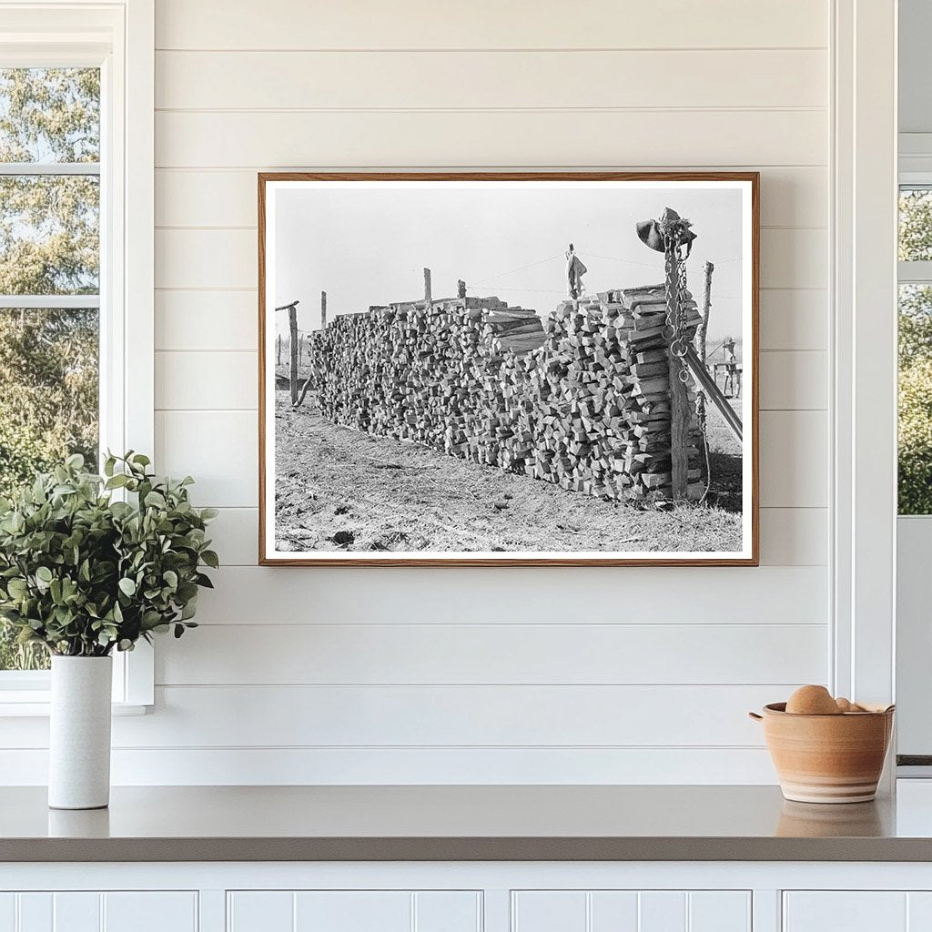 Vintage Farm Wood Pile East Carroll Parish Louisiana 1939