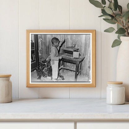 Child with Phonograph in 1939 Louisiana Cabin Home