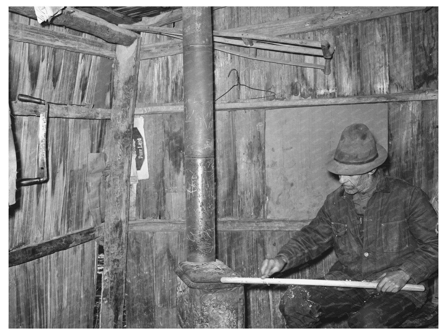 Mot Tucker Crafting Ax Handles in Antioch Mississippi 1939