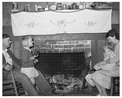 Bagget Family by Fireplace in Laurel Mississippi 1939