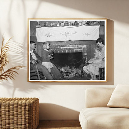 Bagget Family by Fireplace in Laurel Mississippi 1939