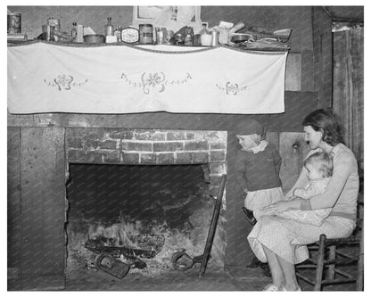 Mrs. Bagget with Children by Fireplace Laurel Mississippi 1939