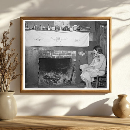 Mrs. Bagget with Children by Fireplace Laurel Mississippi 1939