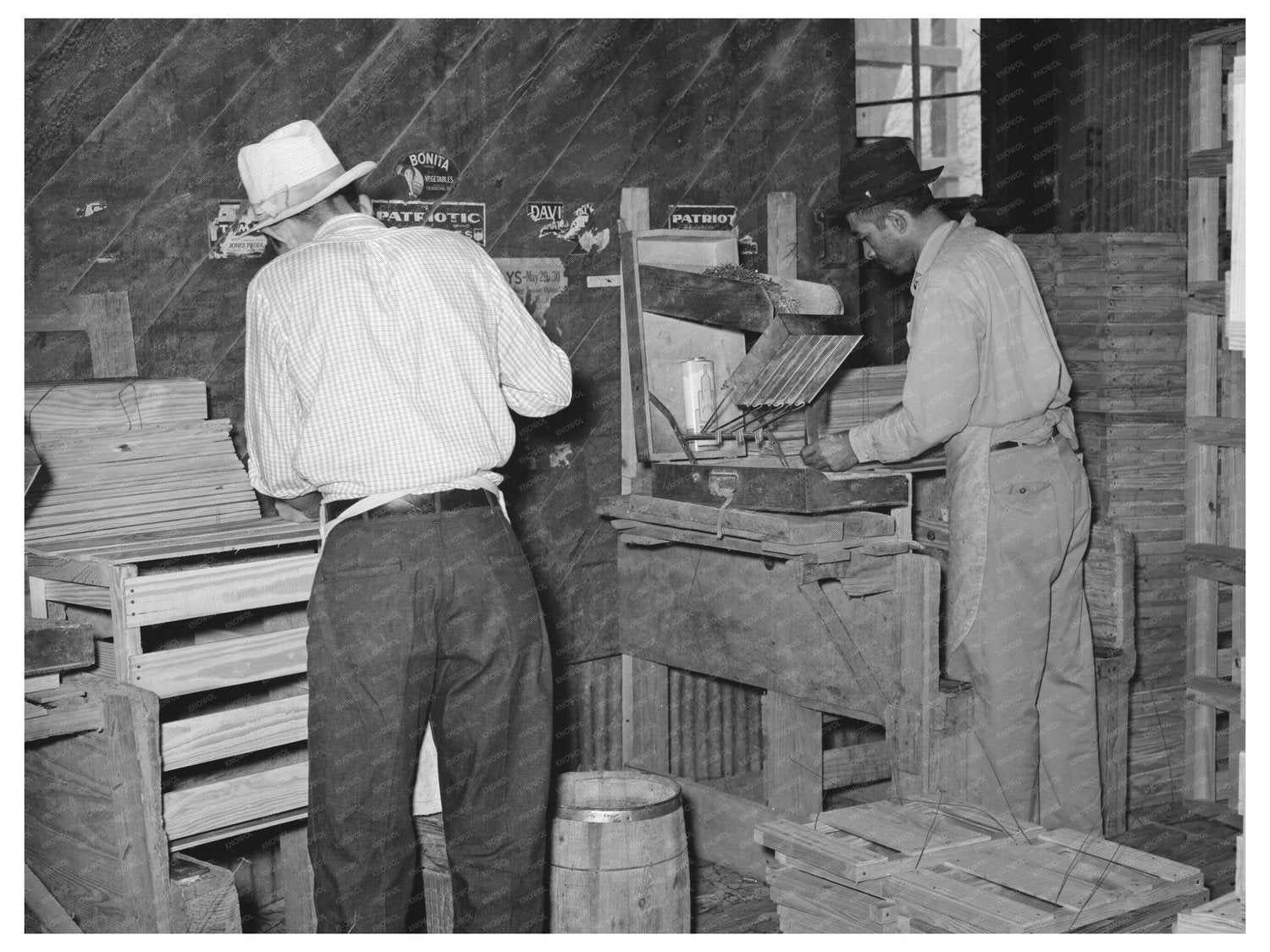 Mexican Box Makers at Alamo Texas Vegetable Plant 1939