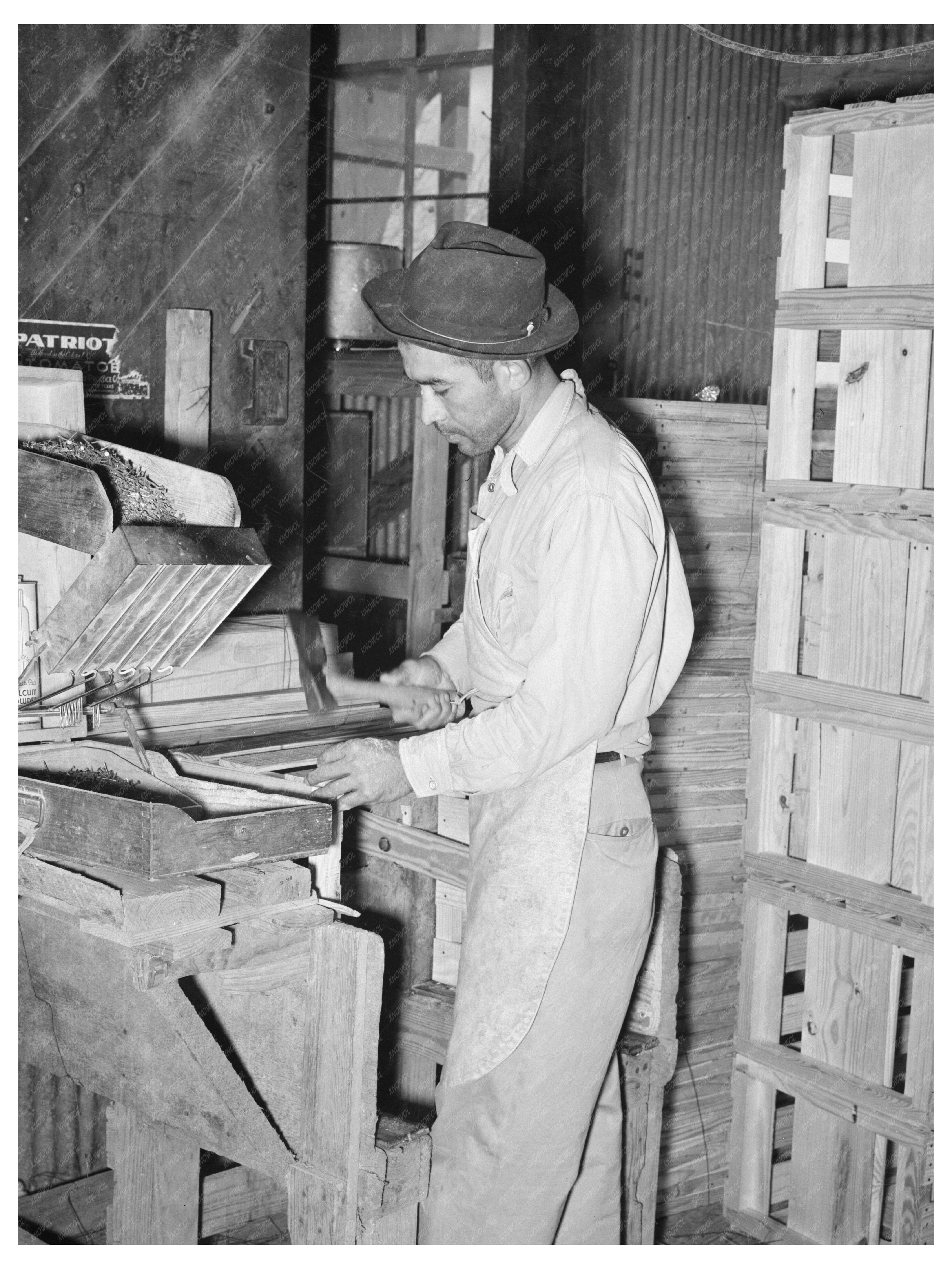 Mexican Crate Maker at Cabbage Packing Plant 1939