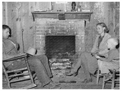 Tenant Farmer Family by Fireplace Sunflower Plantation 1939