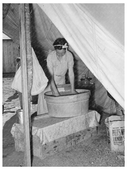 Migrant Mother Washing Clothes in Weslaco Texas 1939