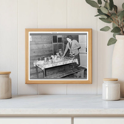 1939 Woman Cleaning Kitchen in Tenant Farmers Home Mississippi