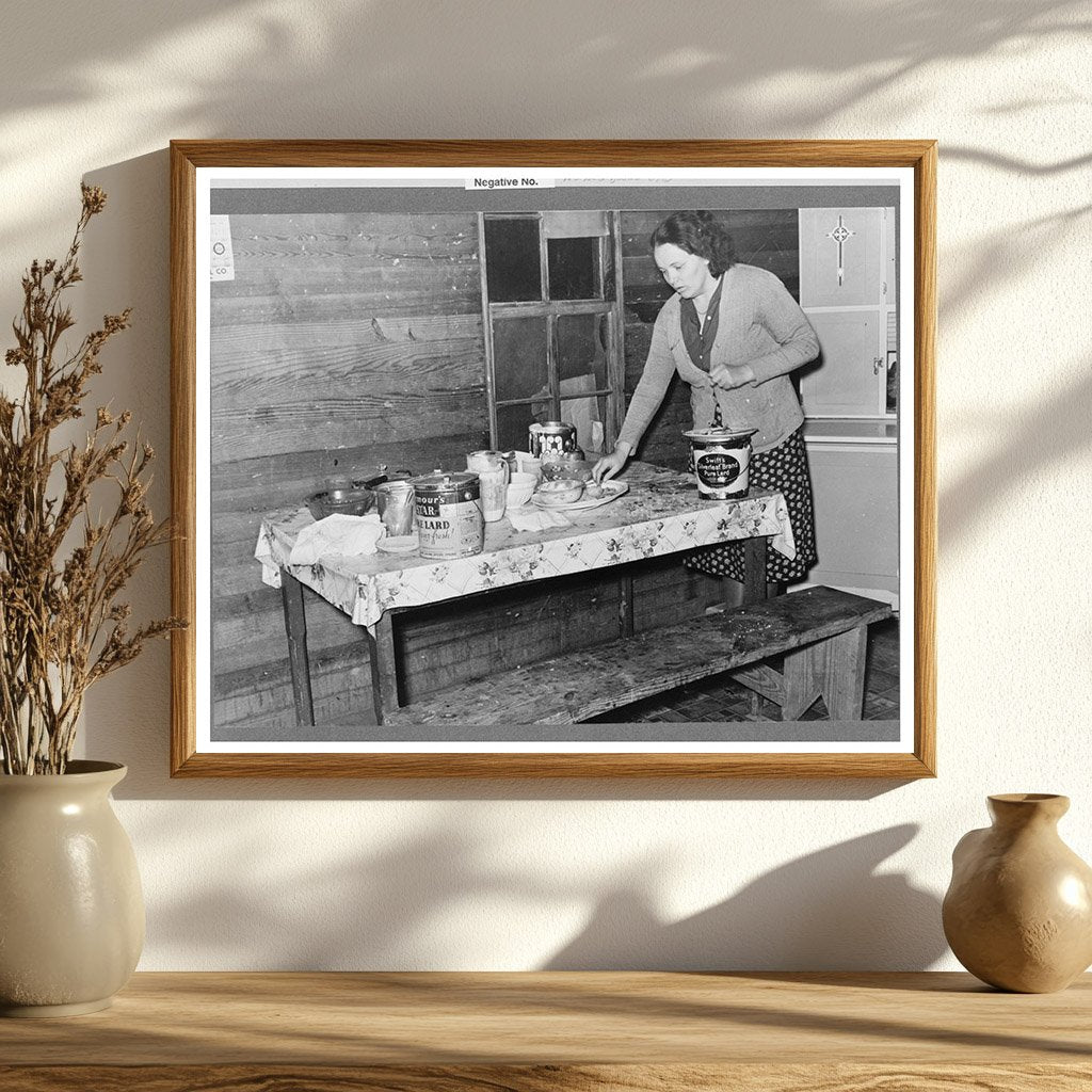 1939 Woman Cleaning Kitchen in Tenant Farmers Home Mississippi