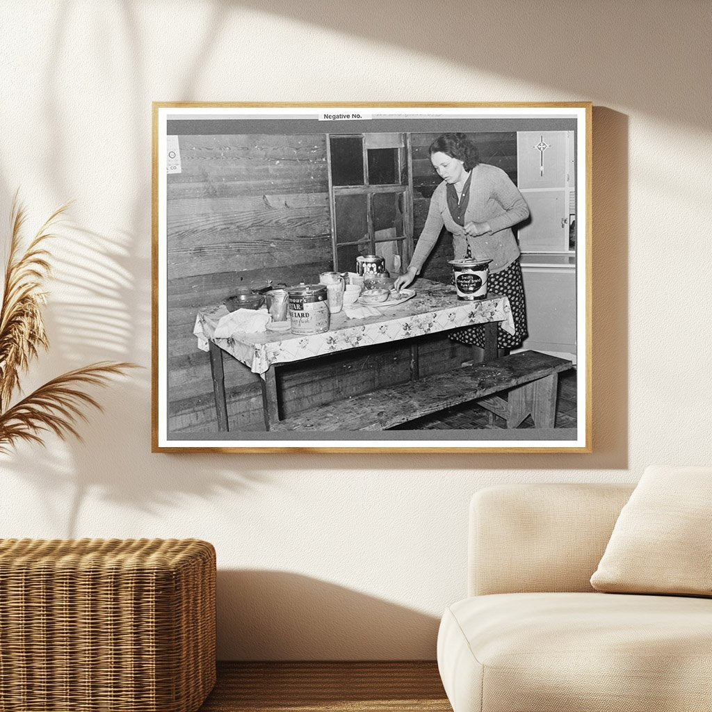 1939 Woman Cleaning Kitchen in Tenant Farmers Home Mississippi