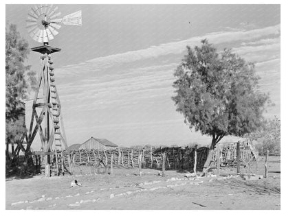 Windmill and Corral on Mexican Farm Hidalgo County 1939