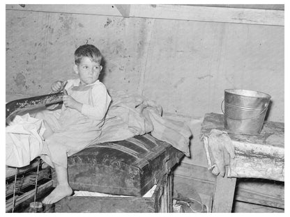 Young Boy in Tent Home Weslaco Texas February 1939