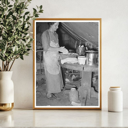 Migrant Mother Baking Biscuits in Texas Tent 1939