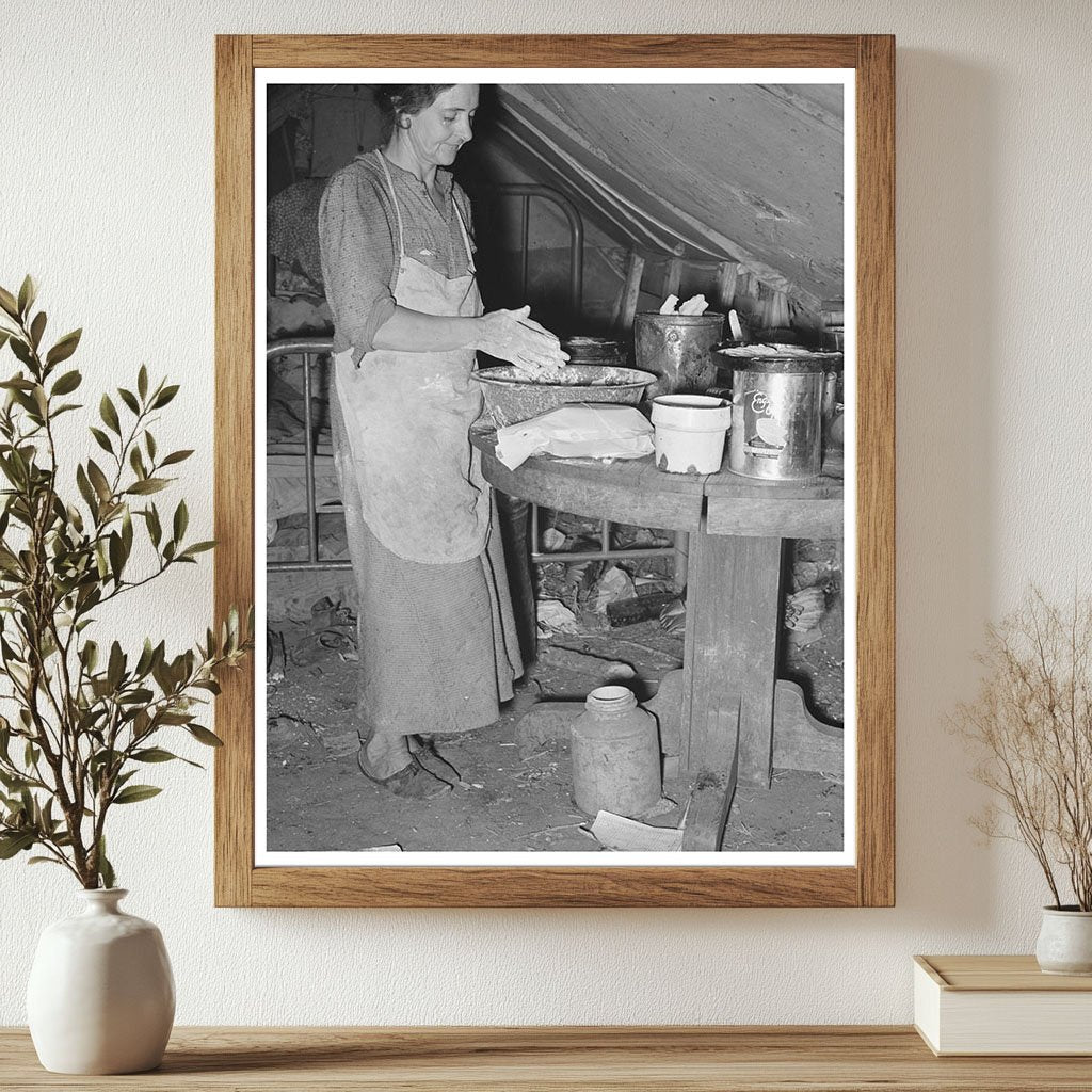 Migrant Mother Baking Biscuits in Texas Tent 1939