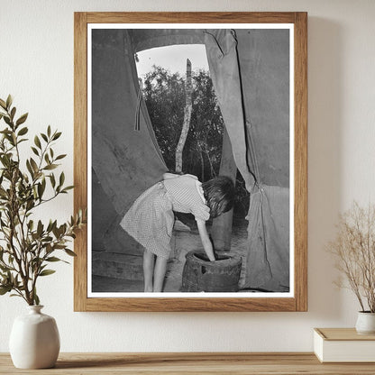 Child Builds Fire in Tent Home Harlingen Texas February 1939