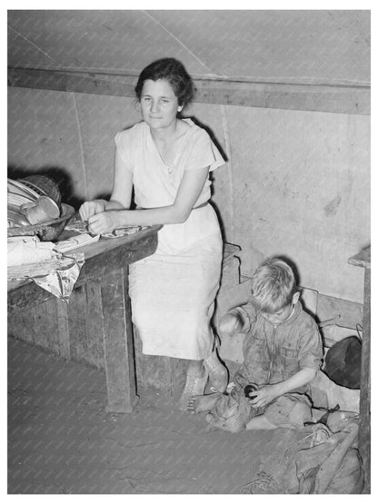 Migrant Mother and Son in Tent Home Texas 1939