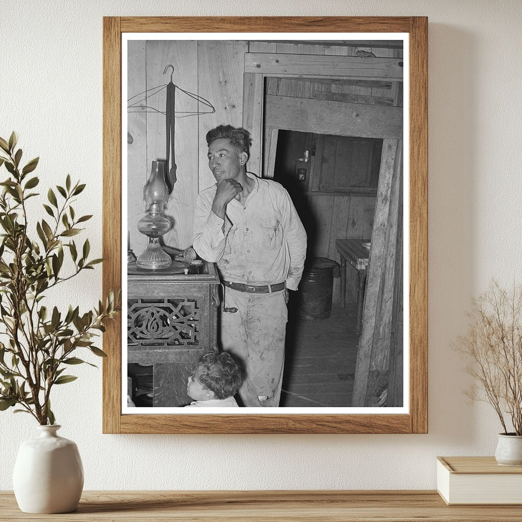 Mexican Labor Contractor and Child in 1939 Texas Home