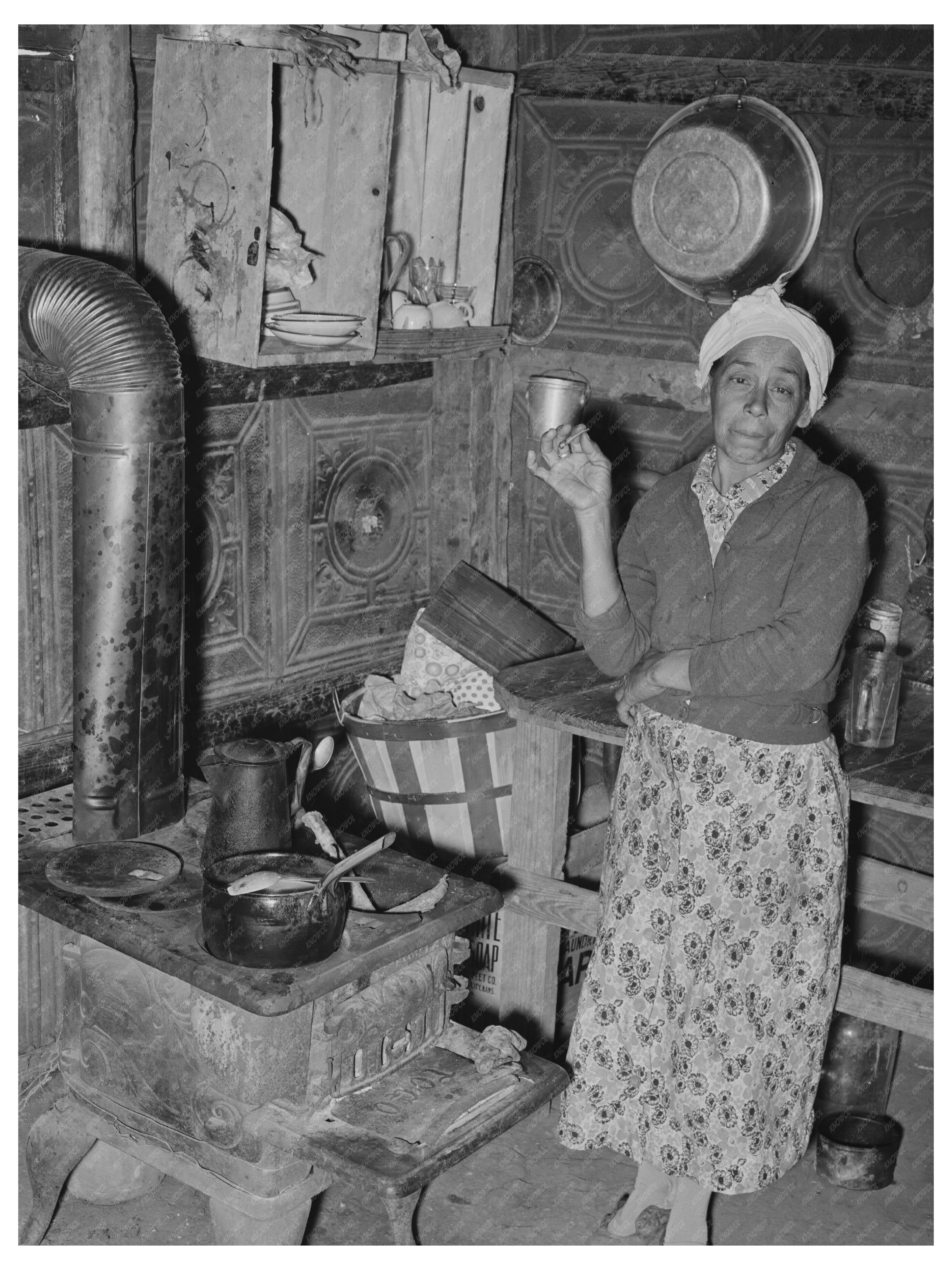 Mexican Woman in Tin Dwelling Robstown Texas 1939