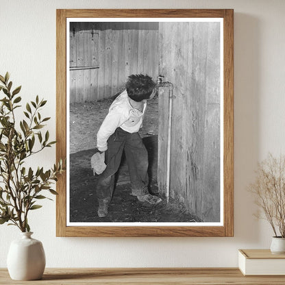 Mexican Boy Drinks from Faucet in Robstown Texas 1939