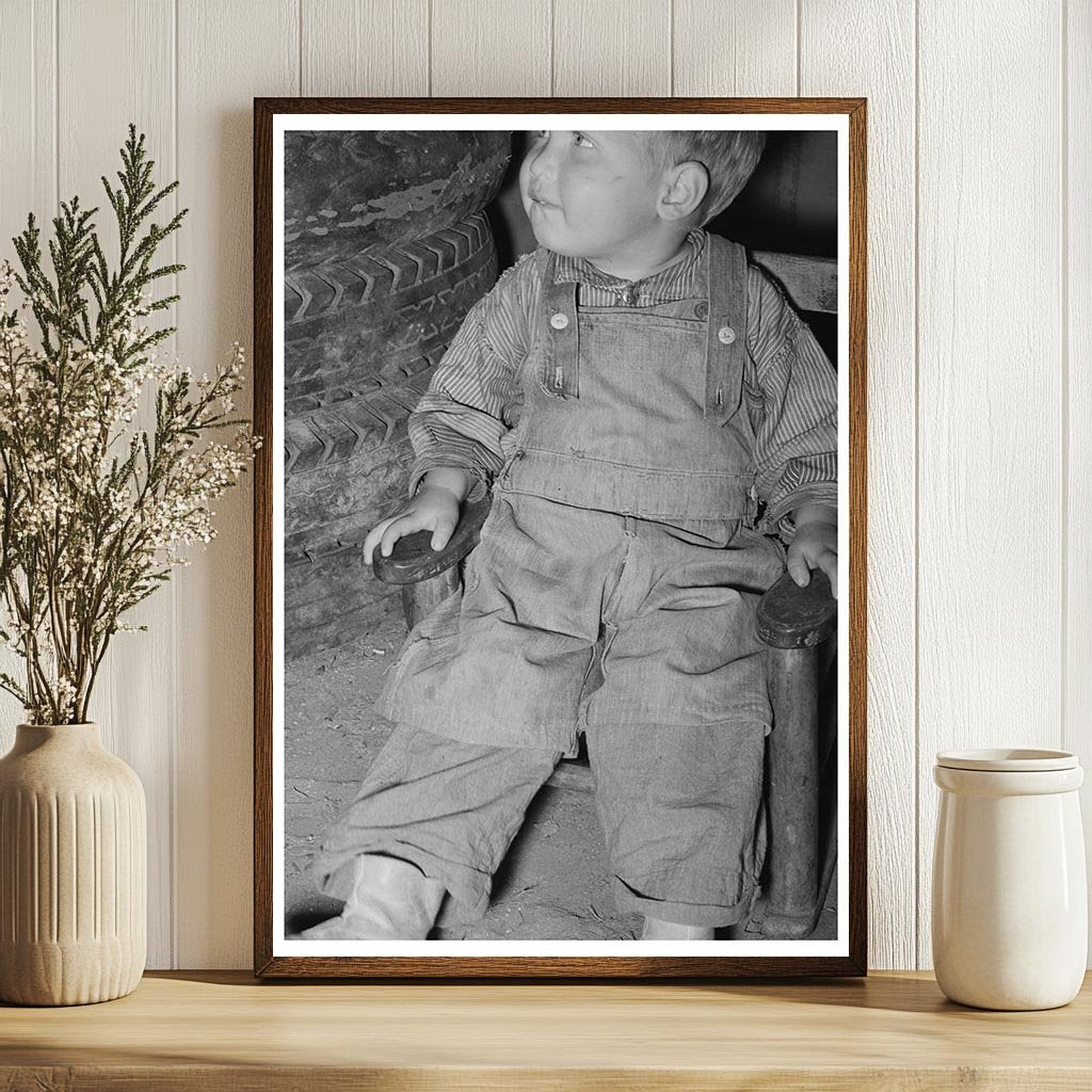 Child in Tent Home with Tires Nueces Bay Texas 1939