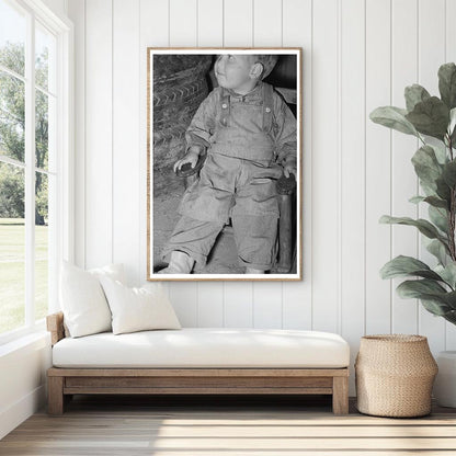 Child in Tent Home with Tires Nueces Bay Texas 1939